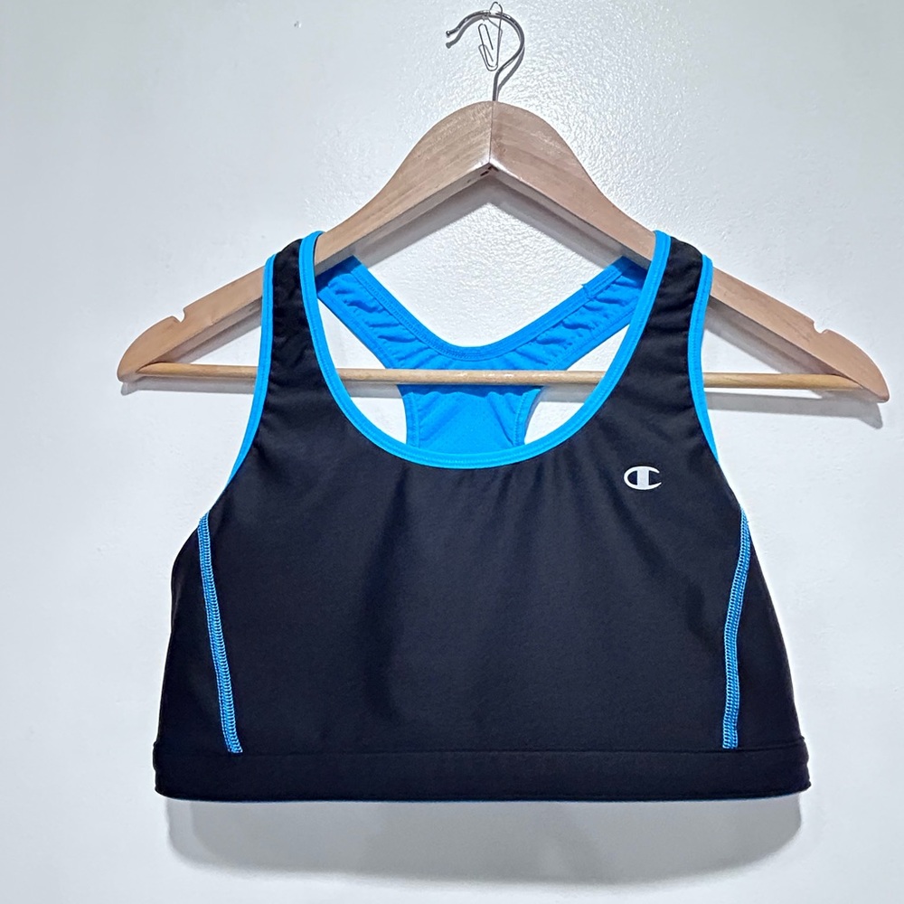 Champion Women's Blue & Black Sports‎ Bra Size L